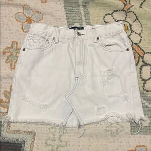 Lucky Brand White Distressed Denim Skirt